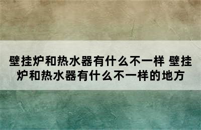 壁挂炉和热水器有什么不一样 壁挂炉和热水器有什么不一样的地方